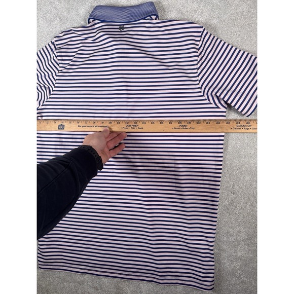 Greyson Performance Golf Polo Mens L Jacquard Collar Multicolor Striped Flawless - Picture 7 of 9